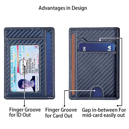 Mens Leather Slim Wallet RFID Blocking Credit Card Holder ID Money Pocket