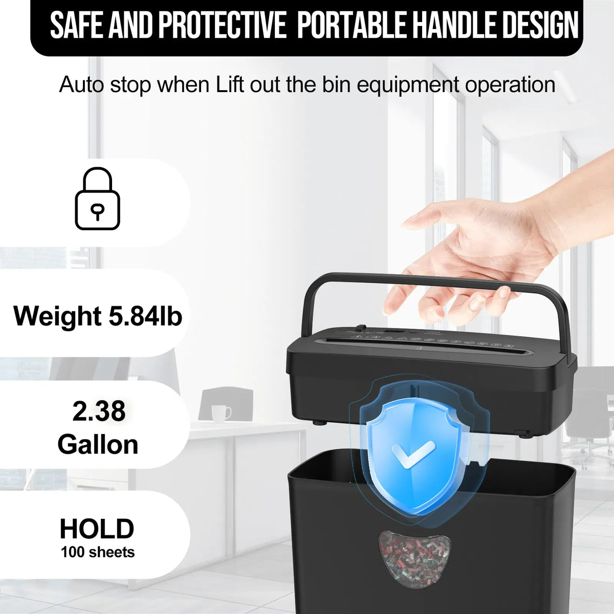 Woolsche 5 Sheet Cross Cut Paper Shredder P-4 High Security Home Office Black