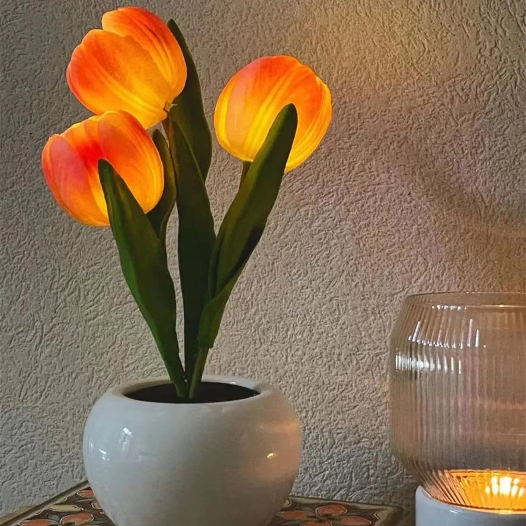 Tulip Lamp LED Table Lamp Flower Vase Desktop Decoration Dimmable Night Light