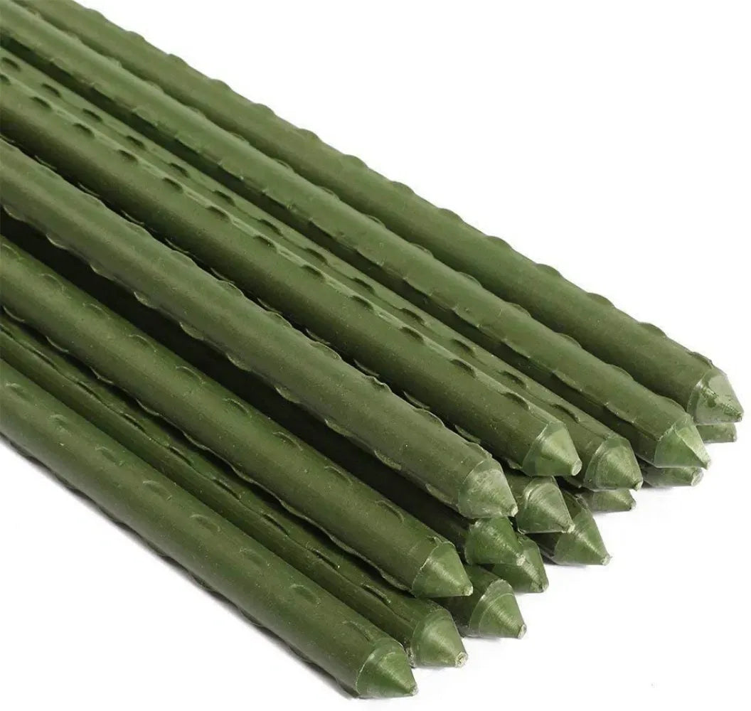 20 Pack 23in Plant Stakes 5/8in Steel Garden Support Rods Green Plastic Coated