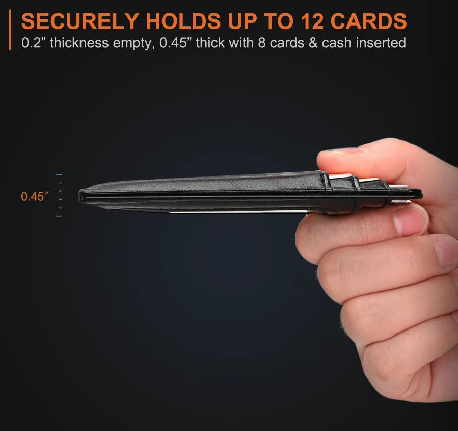 Mens Leather Slim Wallet RFID Blocking Credit Card Holder ID Money Pocket