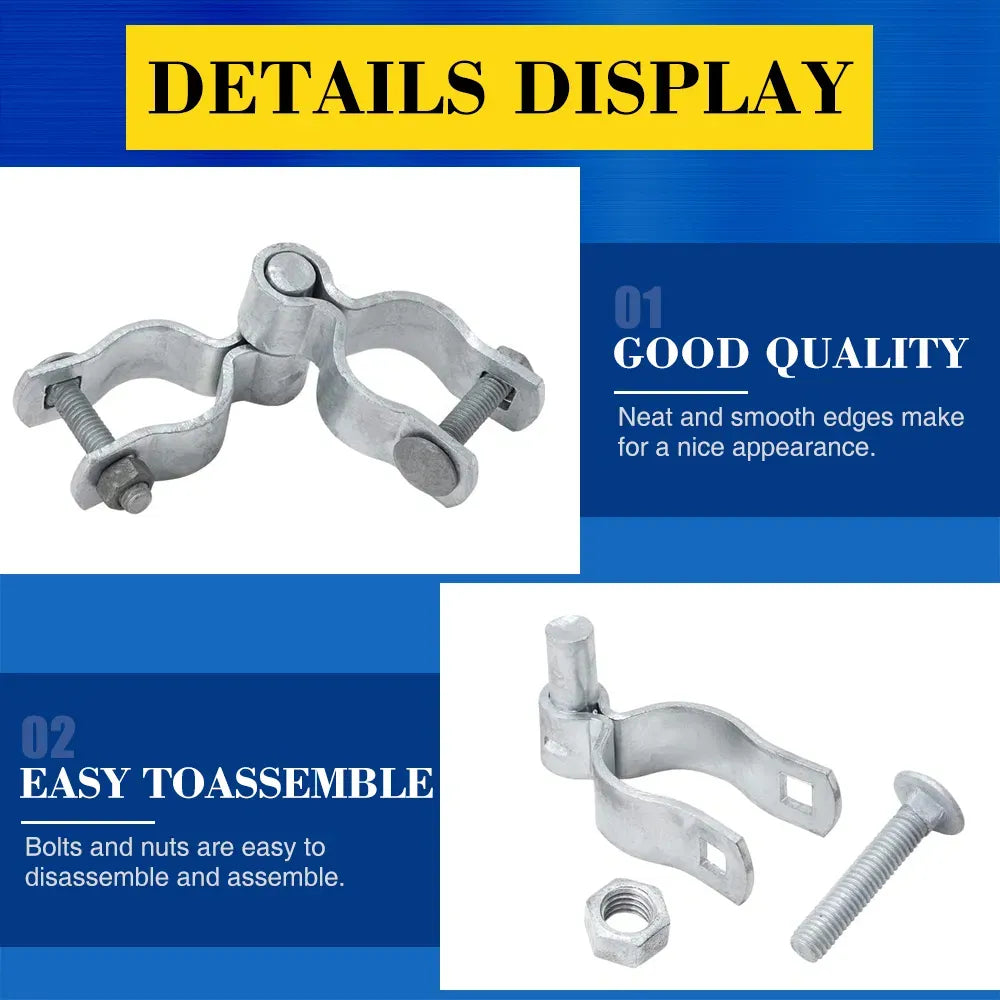 2 Pack Chain Link Gate Hinges for 1-5/8" OD Posts Steel Hardware