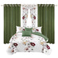 9 Piece Sage Green Watercolor Floral Bedspread Curtain Set Queen King Cal King