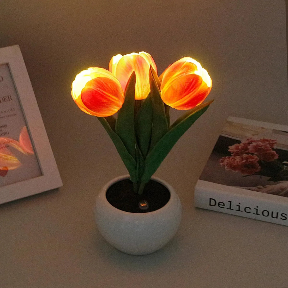 Tulip Lamp LED Table Lamp Flower Vase Desktop Decoration Dimmable Night Light