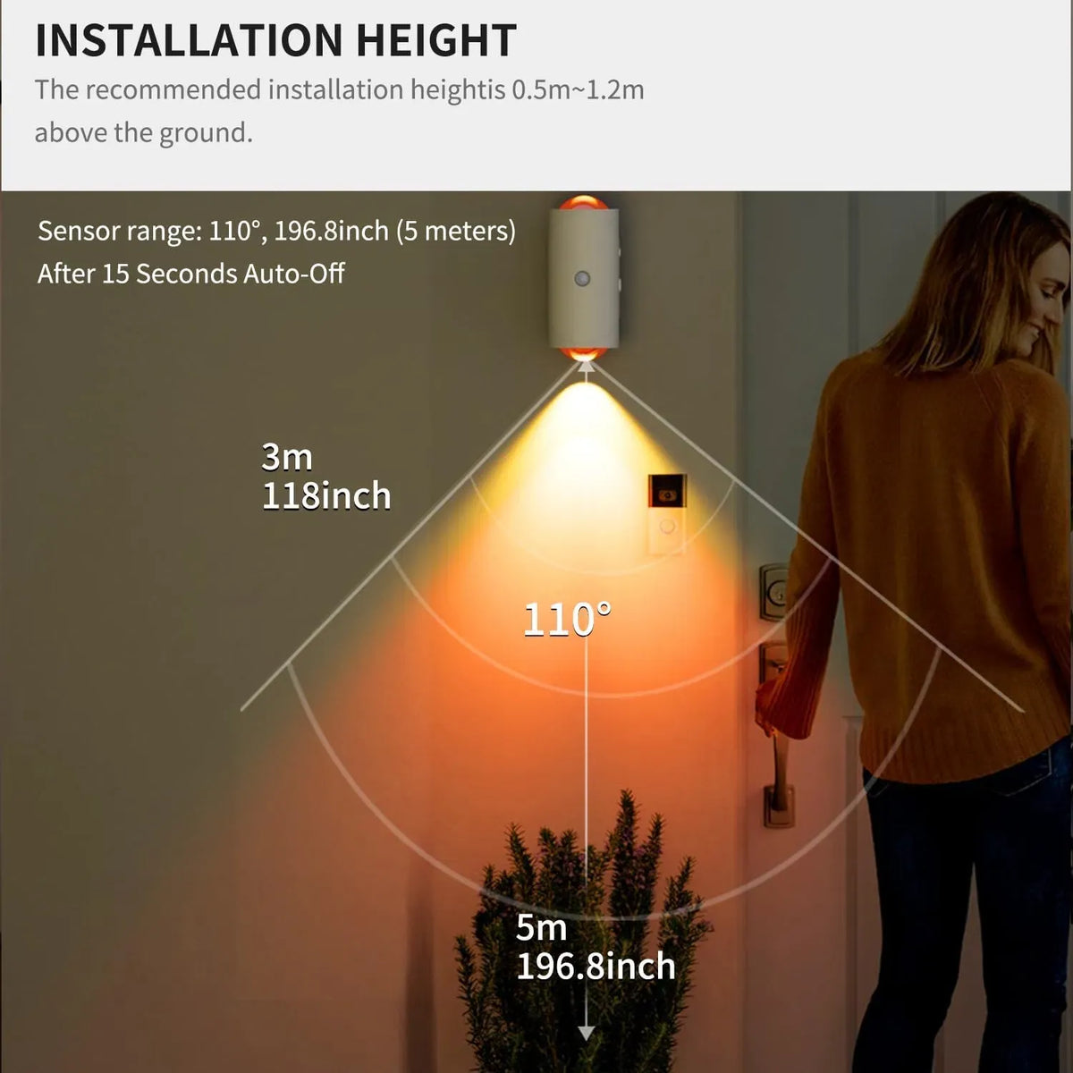 LED Motion Sensor Night Light Rechargeable Wireless Magnetic Wall Light Sconce