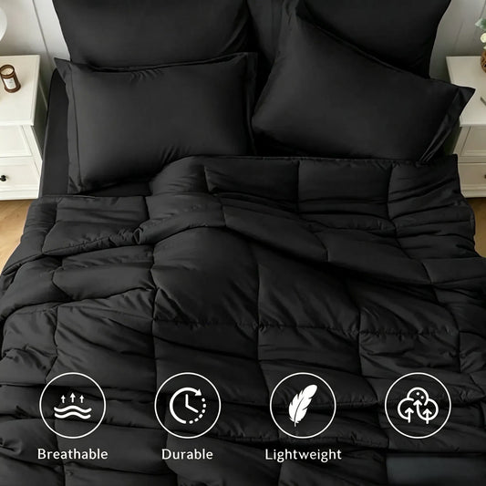 Black Bedding Comforter Set 2 & 3 Piece Soft Microfiber Twin Queen King Size