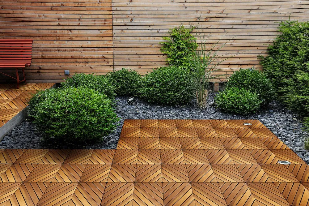 Interlocking Acacia Wood Deck Tiles 12x12 10 Pack Outdoor Patio Balcony Flooring
