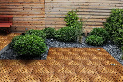 Interlocking Acacia Wood Deck Tiles 12x12 10 Pack Outdoor Patio Balcony Flooring