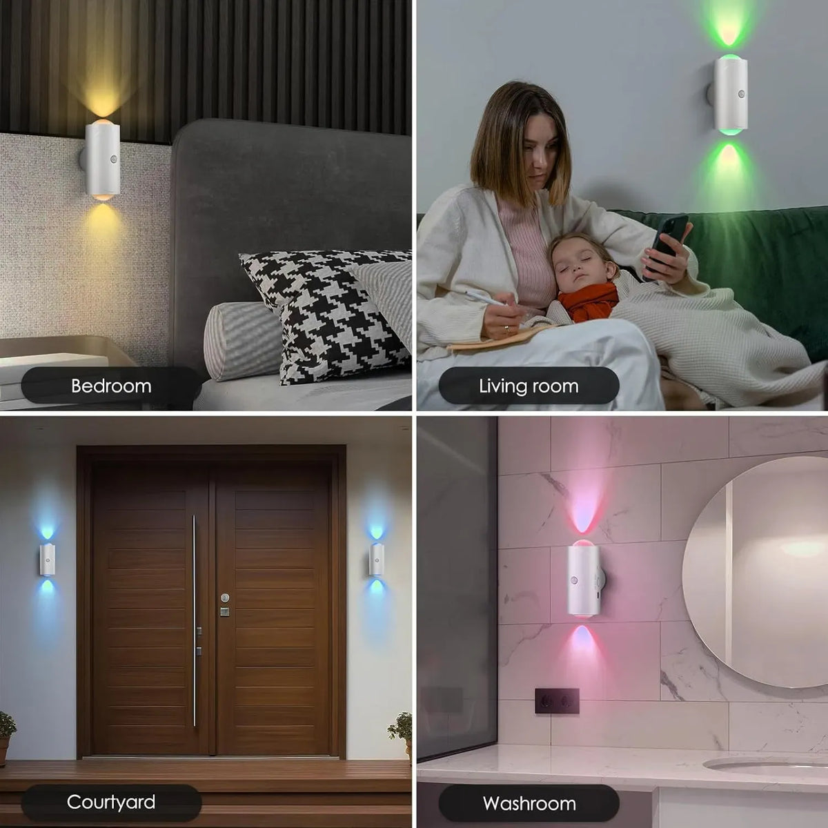LED Motion Sensor Night Light Rechargeable Wireless Magnetic Wall Light Sconce