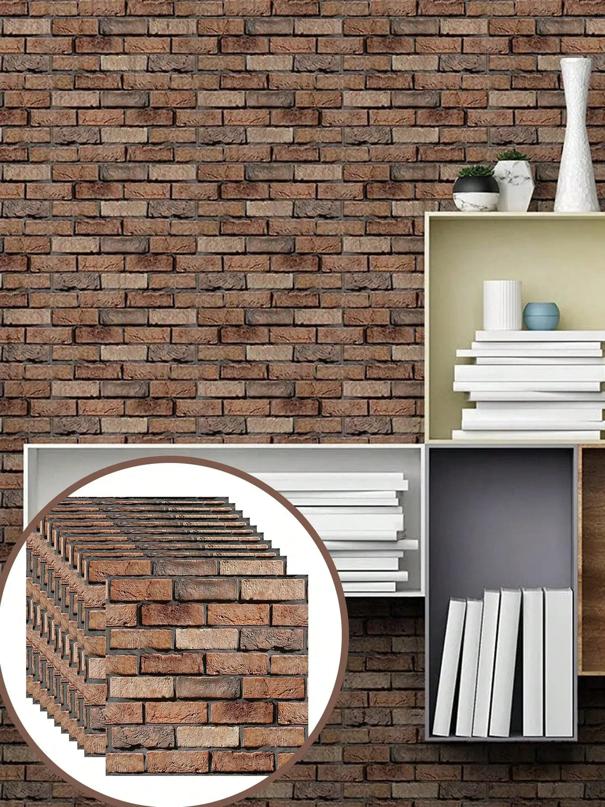10 Pack 3D Brick Wall Panels 11.8" Peel Stick Faux Brick PE Foam Wallpaper