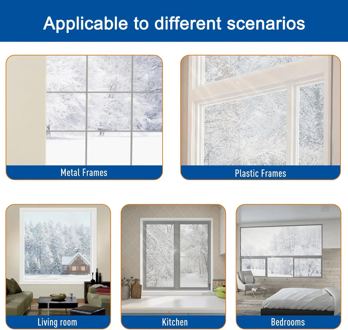 Window Insulation Kit Clear Reusable Winter Draft Stopper 63x63 71x79 No Drill