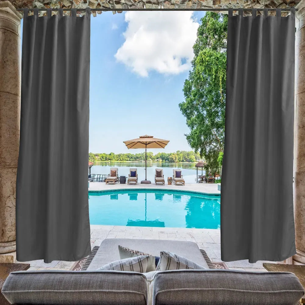 52x84 Gray Outdoor Blackout Curtains 2 Panels Patio Pergola Privacy Thermal