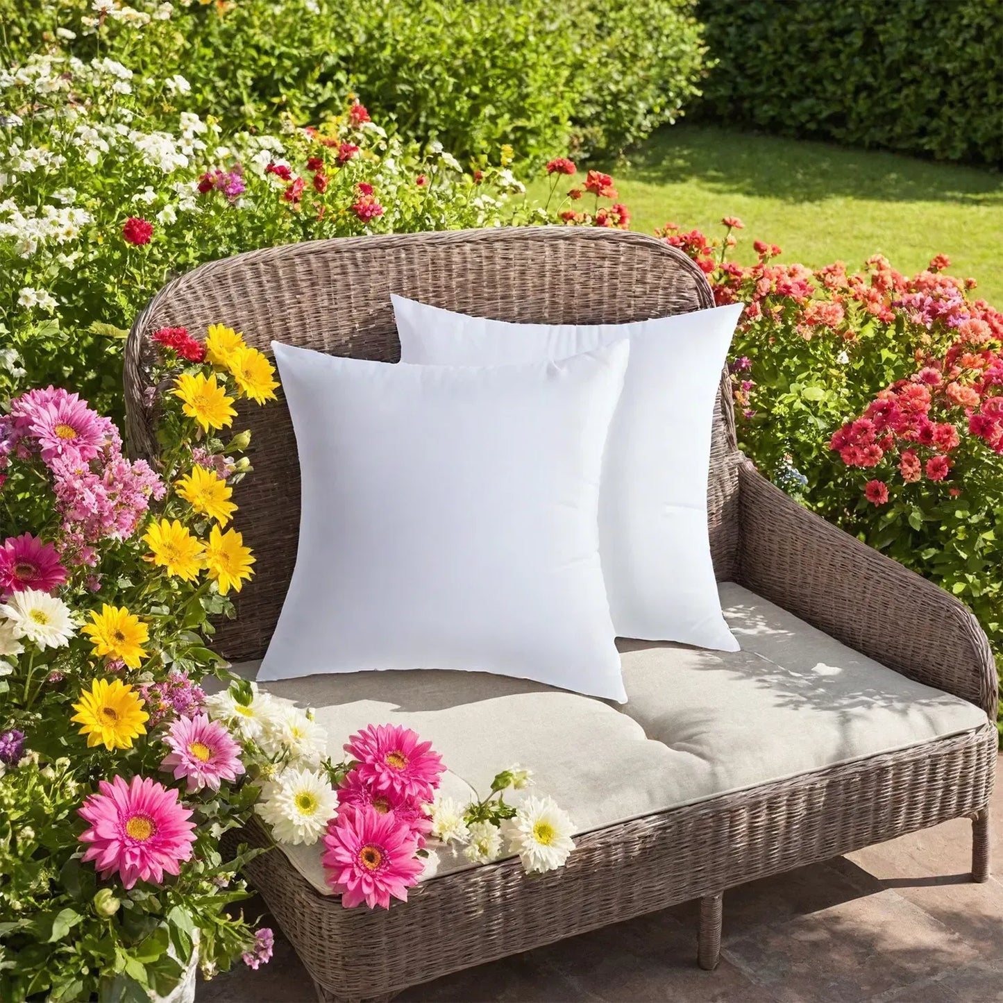 Pack of 2 Outdoor Pillow Inserts Throw Pillow Soft Premium Fluffy Cushion 18x18