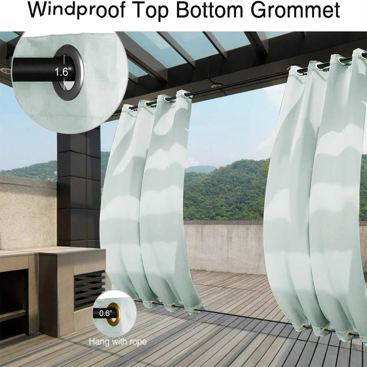 Creamy White Outdoor Curtain 50x120 Top Bottom Grommets Patio Privacy 1 Panel