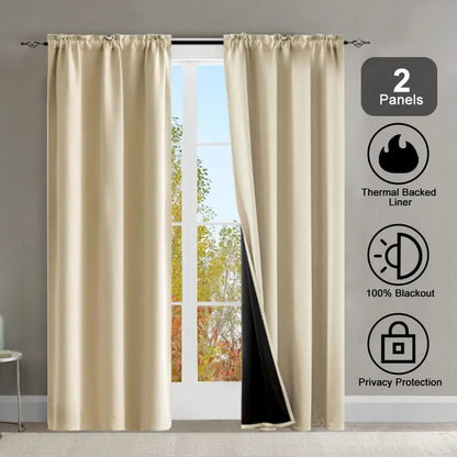 Blackout Curtains Set of 2 52x84 Thermal Rod Pocket Room Darkening Privacy