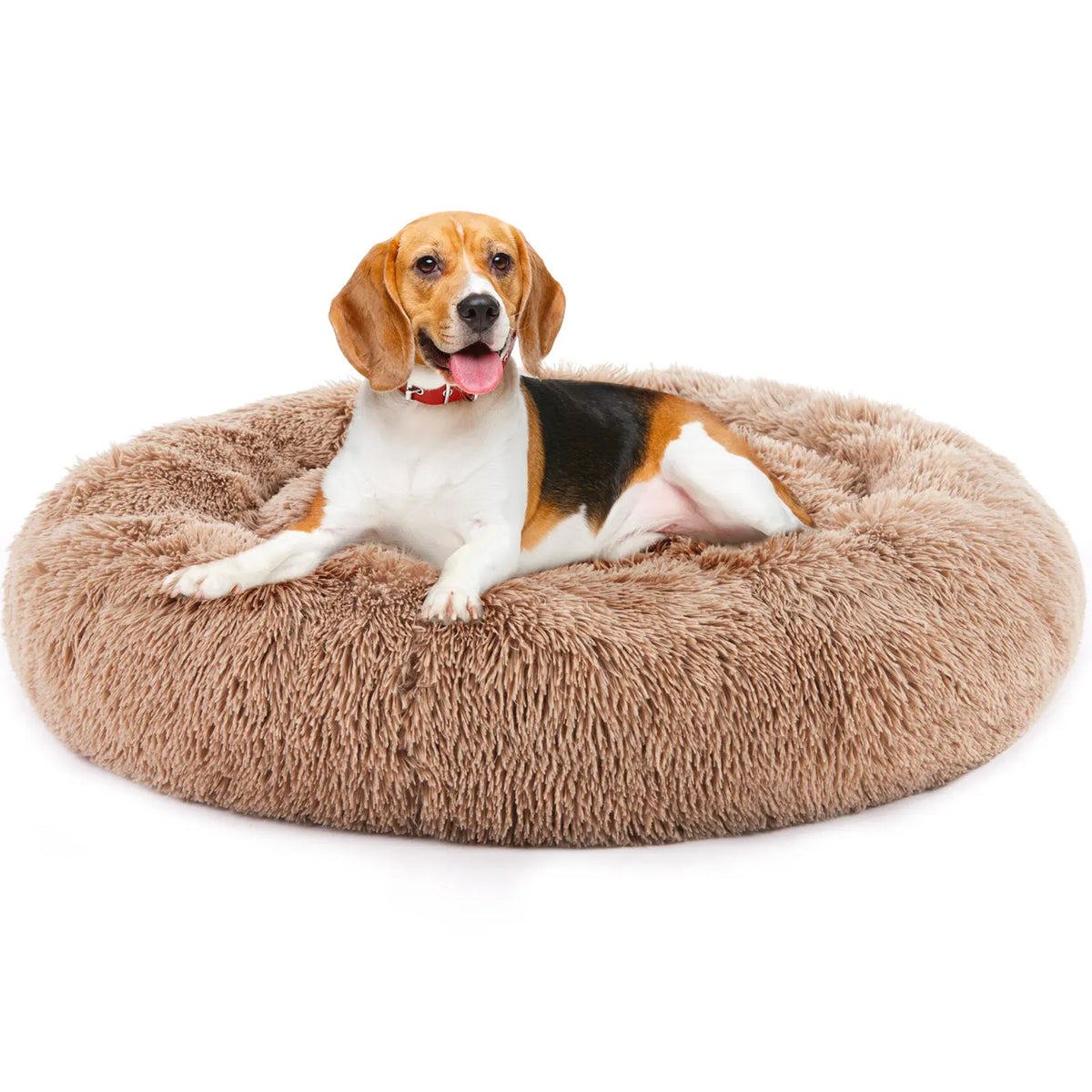24" Donut Dog Bed Fluffy Round Faux Fur Pet Bed Small Dogs Cats Washable Non Slip