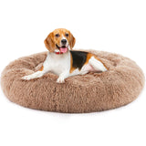 24" Donut Dog Bed Fluffy Round Faux Fur Pet Bed Small Dogs Cats Washable Non Slip