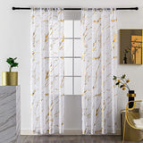 52x84 Sheer Curtains 2 Panels Metallic Print Rod Pocket Light Filtering Drapes