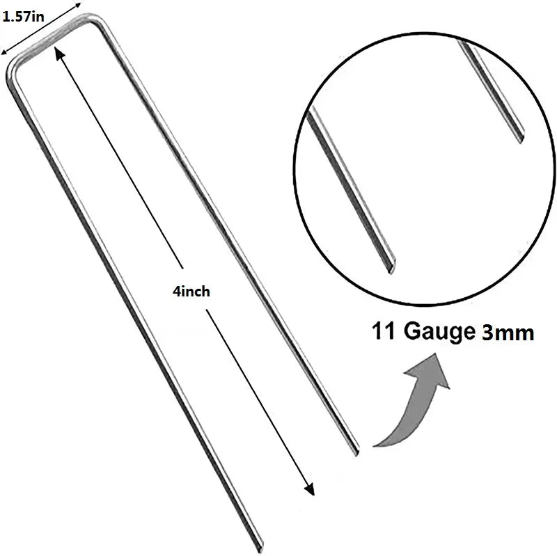 4 Inch Galvanized Landscape Fabric Staples 11 Gauge Garden Weed Barrier Pins
