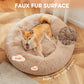 24" Donut Dog Bed Fluffy Round Faux Fur Pet Bed Small Dogs Cats Washable Non Slip