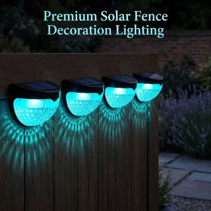 RGB Solar Fence Lights Outdoor Waterproof Deck Step Stair Post Lights Black 6 Pack