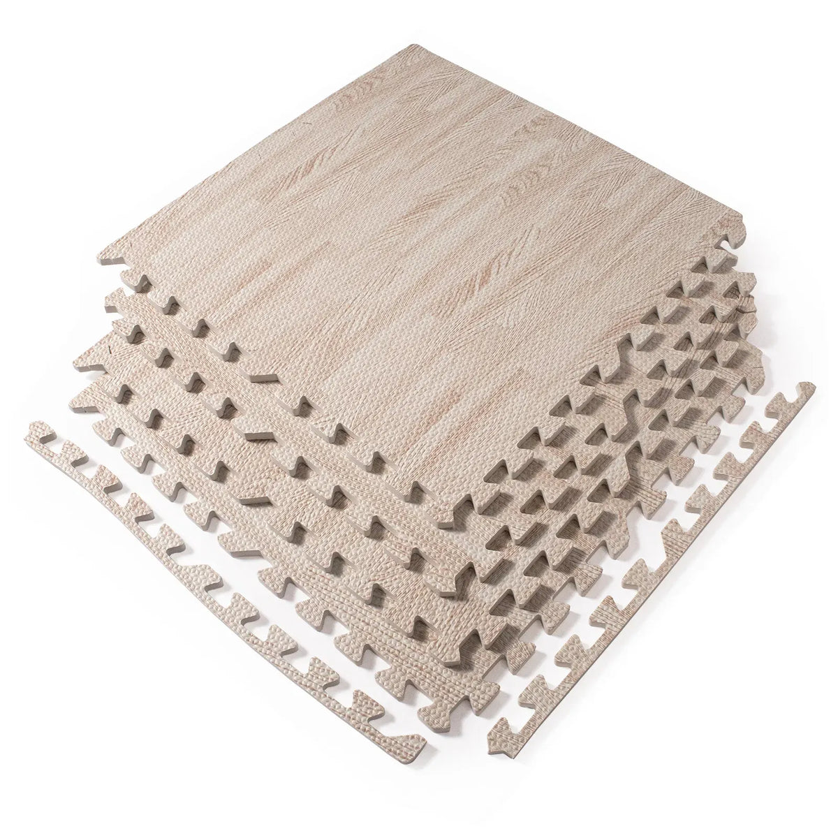 White Wood Grain Foam Floor Mats 24x24 Interlocking Puzzle Tiles 6 Pack 24 SqFt