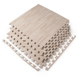 White Wood Grain Foam Floor Mats 24x24 Interlocking Puzzle Tiles 6 Pack 24 SqFt