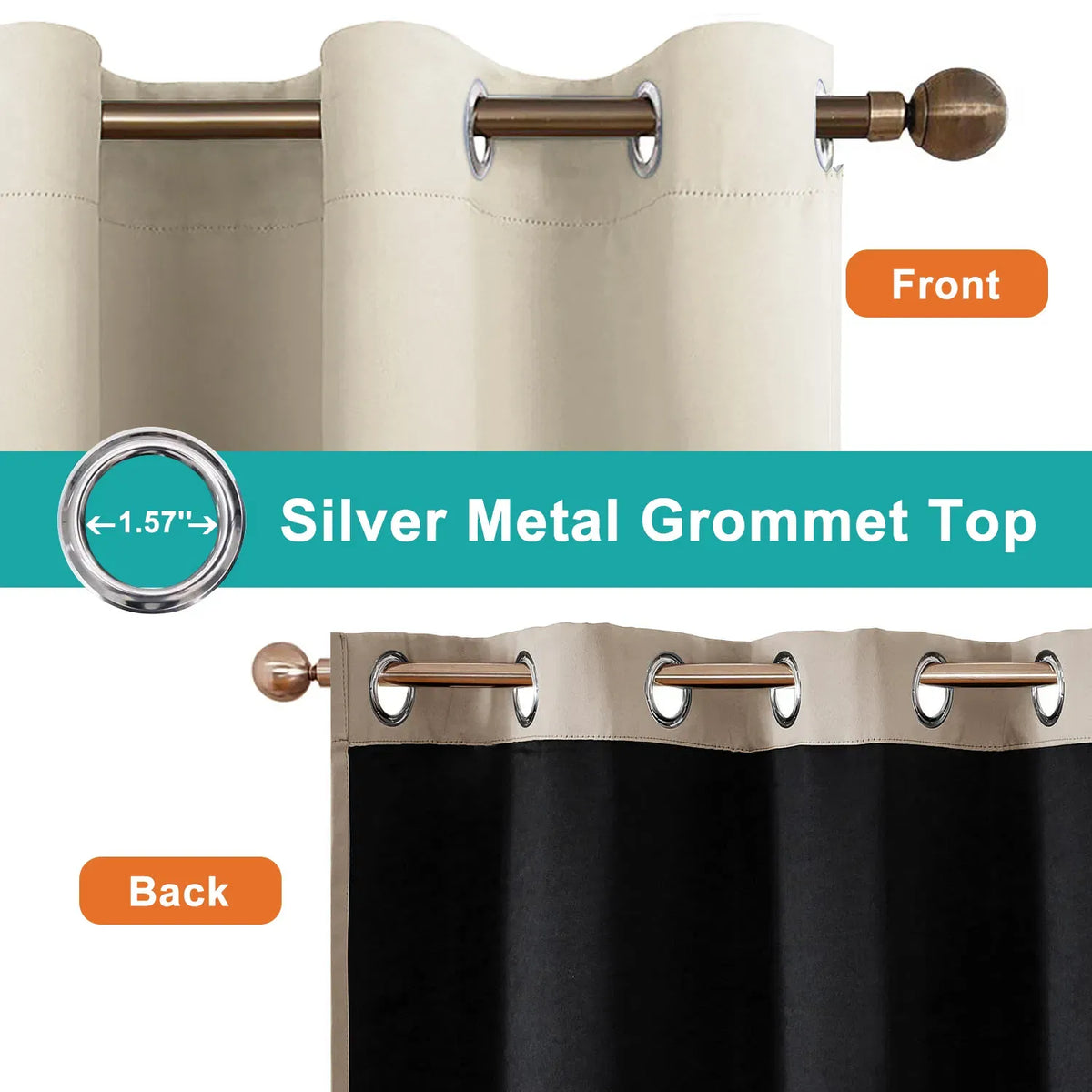 Blackout Curtains Set of 2 52x84 Thermal Grommet Room Darkening Privacy