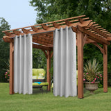 Grey White Outdoor Curtain Panel 50x96 Top Bottom Grommets Patio Privacy 1 Panel