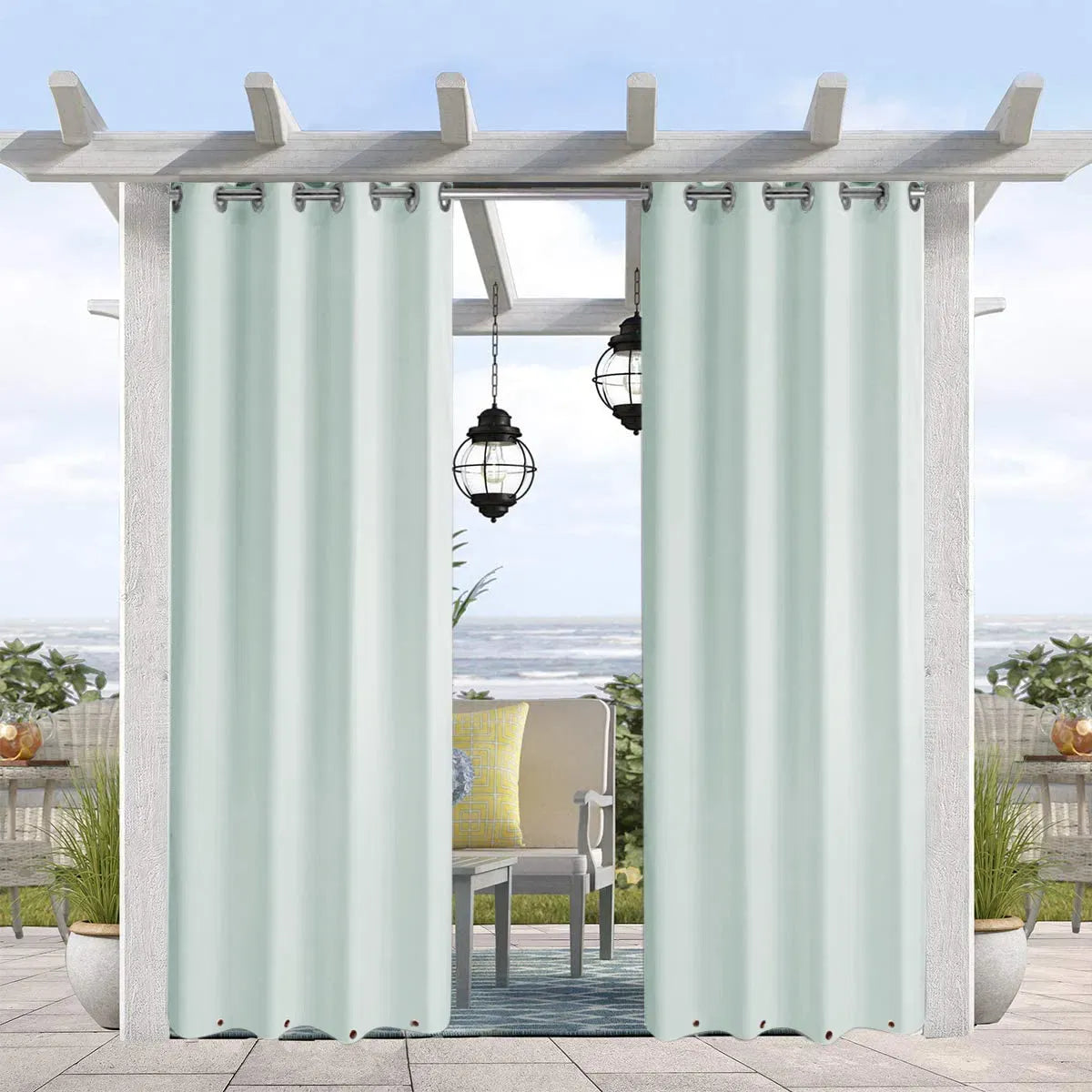 Creamy White Outdoor Curtain 50x120 Top Bottom Grommets Patio Privacy 1 Panel