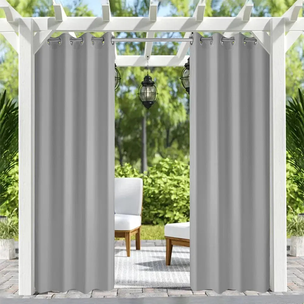 50x120 Gray Outdoor Curtain Panel Grommet Water Repellent Patio Privacy 1 Panel