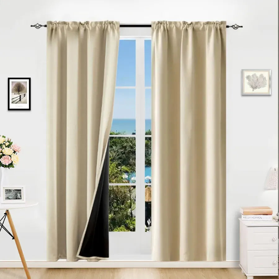 Blackout Curtains Set of 2 52x84 Thermal Rod Pocket Room Darkening Privacy