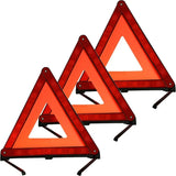 3 Pack Safety Reflective Warning Triangles Roadside Emergency Red Orange Case
