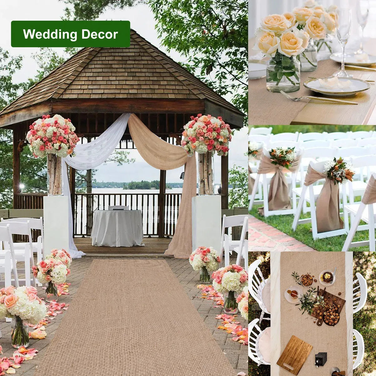 63in x 50ft Jute Burlap Fabric Roll Natural Garden Wedding DIY Craft Material
