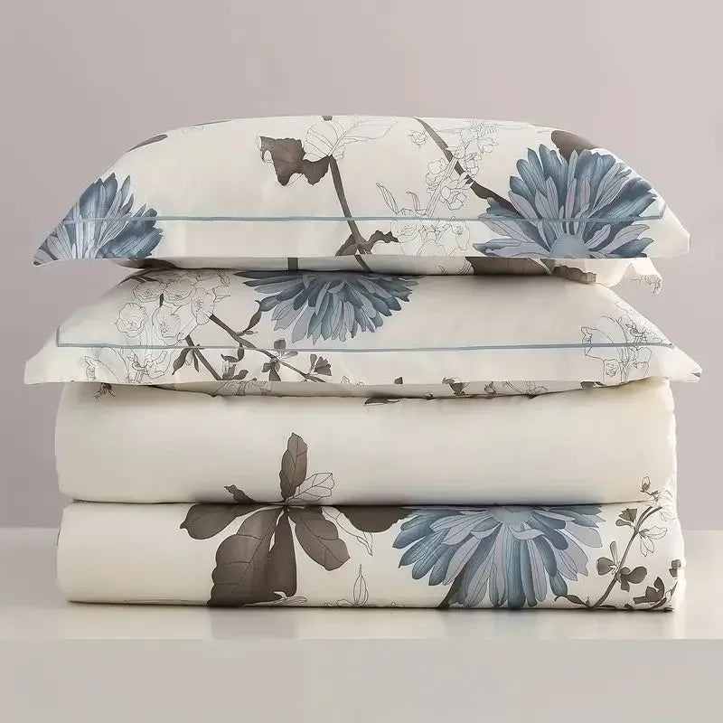 Floral Duvet Cover Set Twin Queen Size Soft Microfiber Zipper Closure Bedding