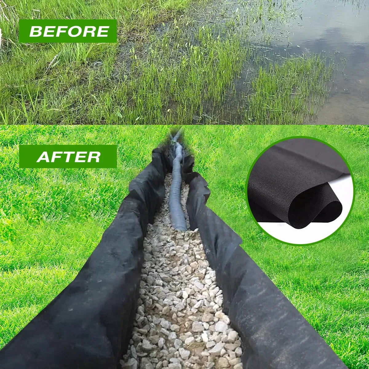 50g Non-Woven Landscape Fabric Weed Barrier 3x50 Ft Permeable Ground Cover Roll