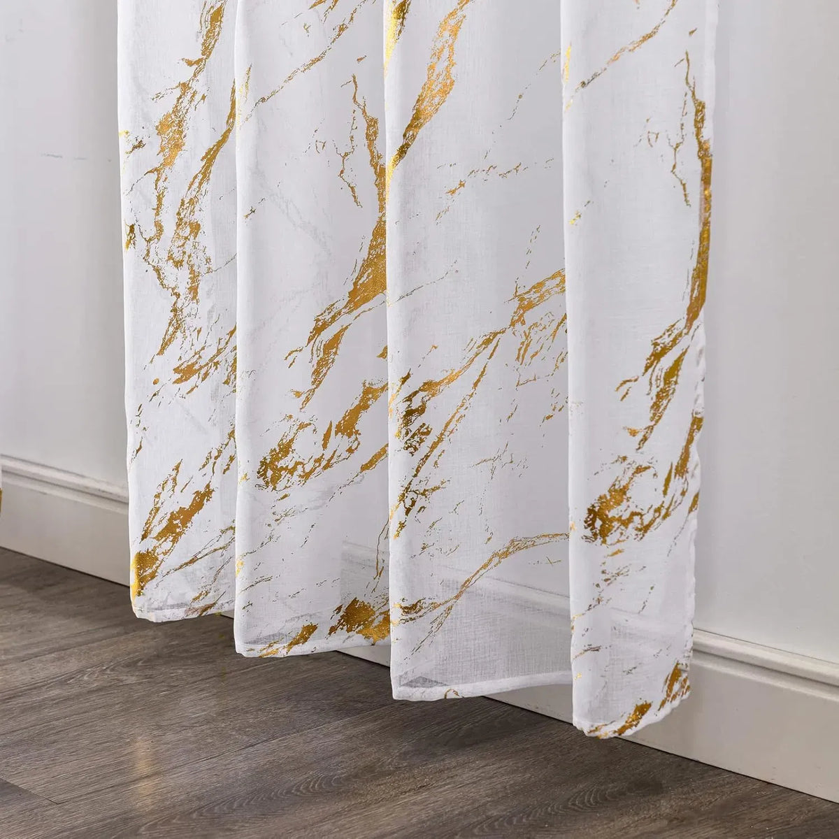 52x84 Sheer Curtains 2 Panels Metallic Print Rod Pocket Light Filtering Drapes