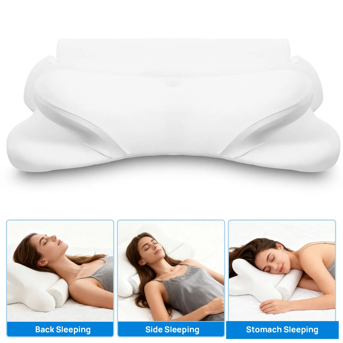 Cervical Neck Pillow Memory Foam Ergonomic Contour Side Back Sleepers Washable