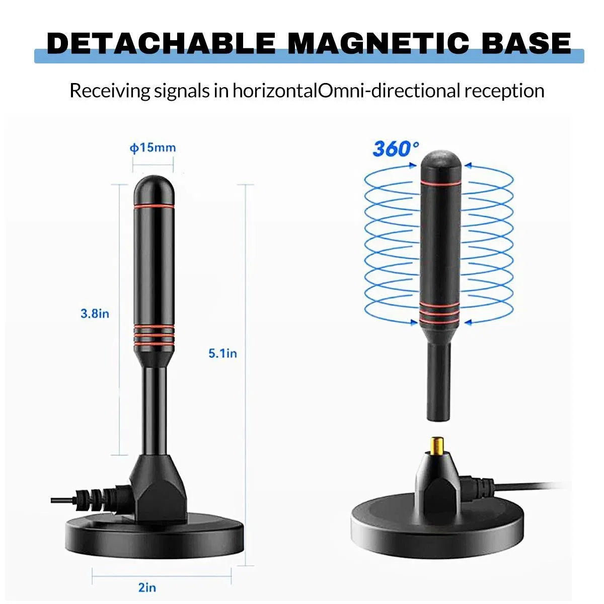 Upgraded TV Antenna Indoor Outdoor HDTV Amplified Digital TV Antenna 4K 1080P Long Range