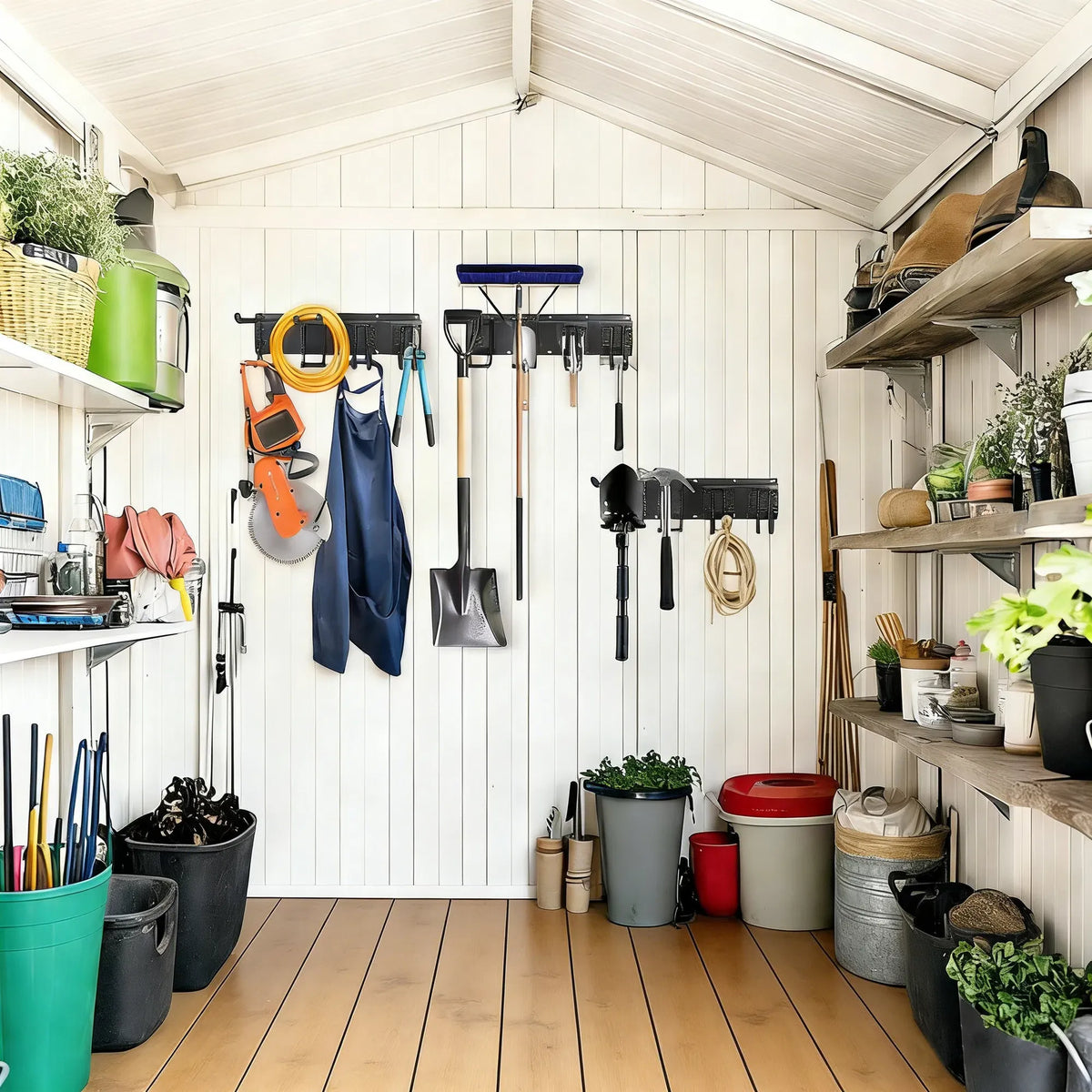 2 Pack Garage Storage Hooks Wall Mount Metal Ladder Hose Tool Organizer Black