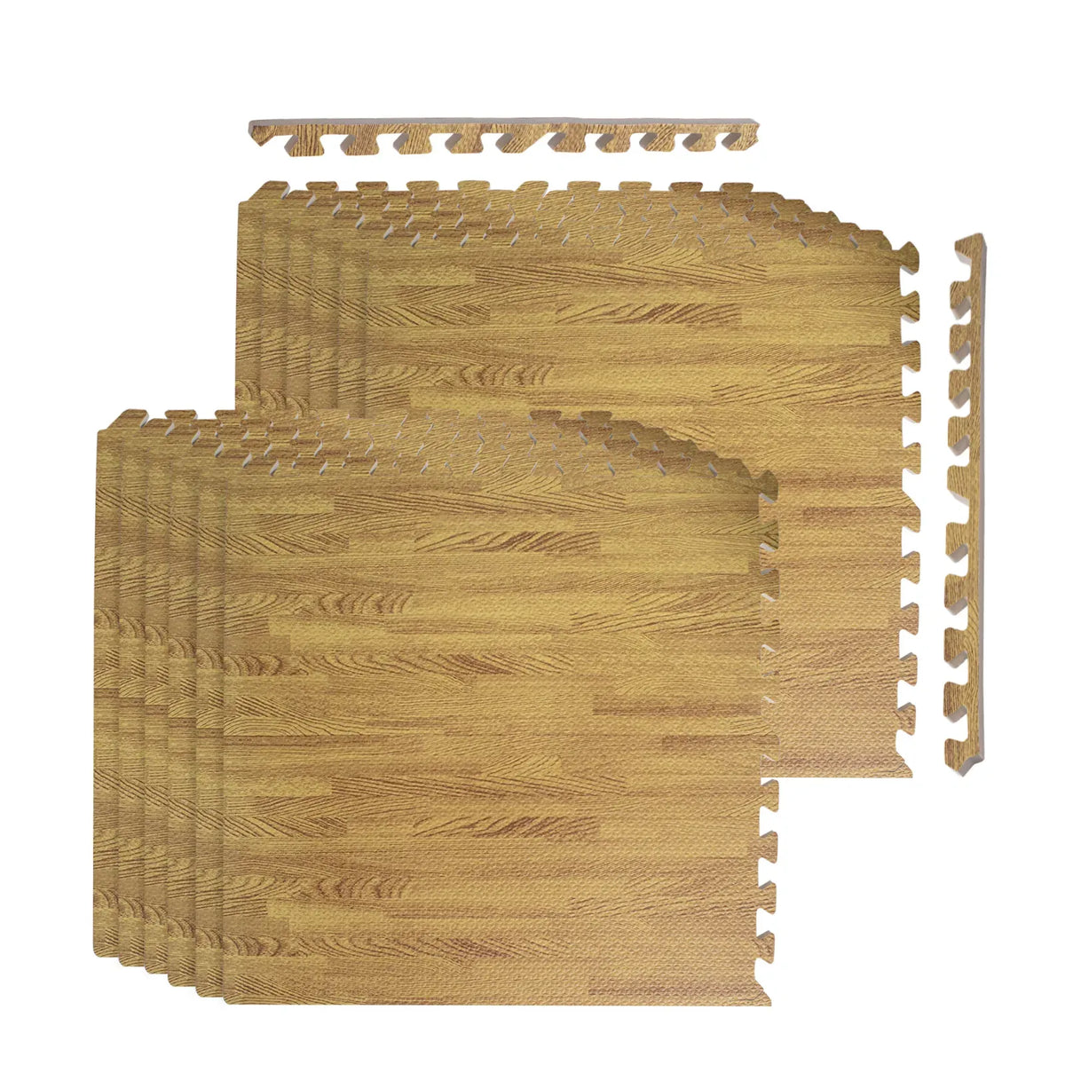 Light Wood Grain Foam Floor Mats 24x24 Interlocking Puzzle Tiles 4 12 Pack 0.47"