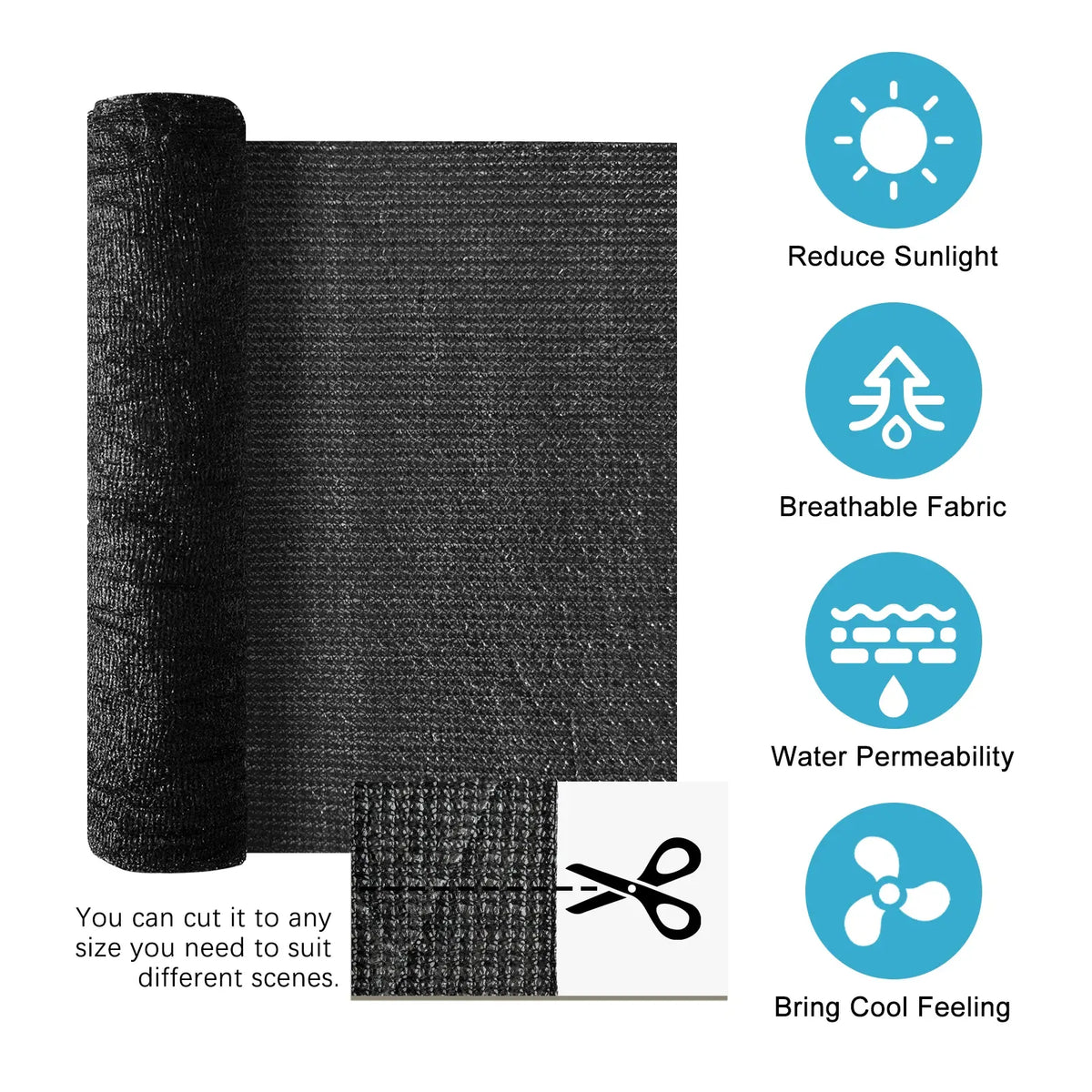 10x10ft Black Shade Cloth Garden Sun Shade Net Greenhouse Plant Cover Clips