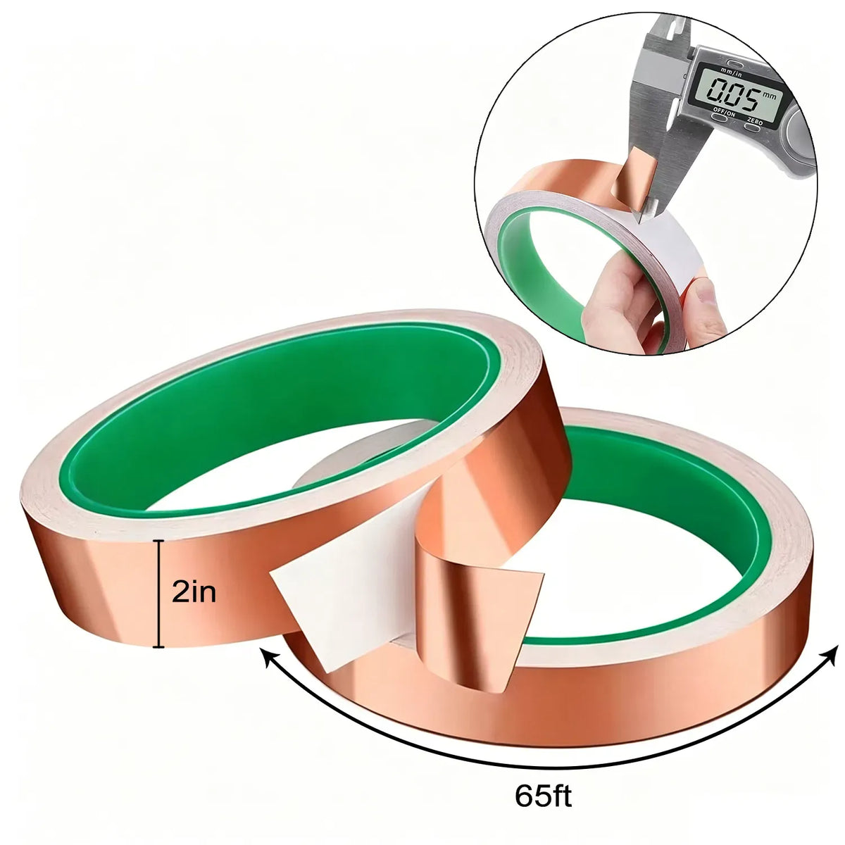 2" x 65ft Copper Foil Tape High Temp EMI Shielding Electrical Repair Stained Glass