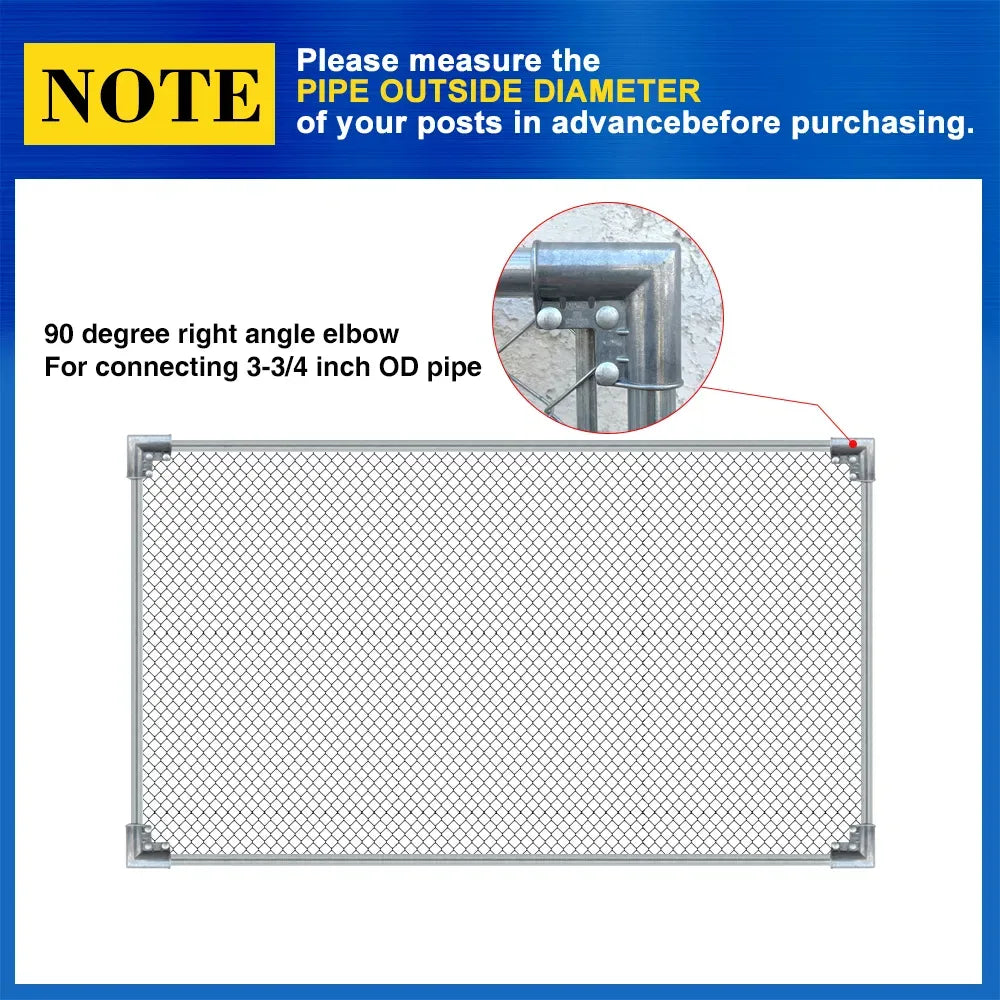4 Pack Chain Link Fence Gate Corner Elbow 1-3/8in OD Pipe Aluminum Hardware