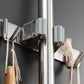 Stainless Steel Broom Holder Wall Mount Mop Organizer Rack 4 Clips 5 Hooks Garage