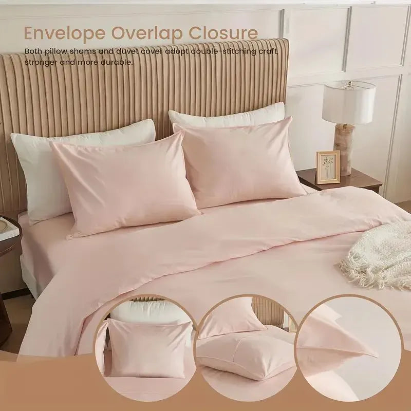 Modern Hotel Style Duvet Cover Set Ultra Soft Microfiber with Corner Fasteners