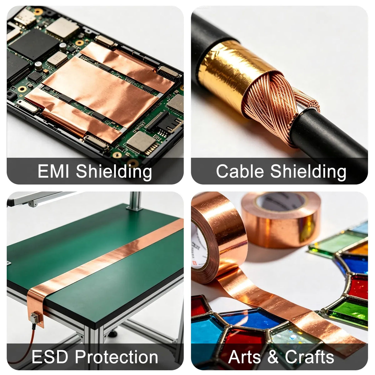 2" x 65ft Copper Foil Tape High Temp EMI Shielding Electrical Repair Stained Glass