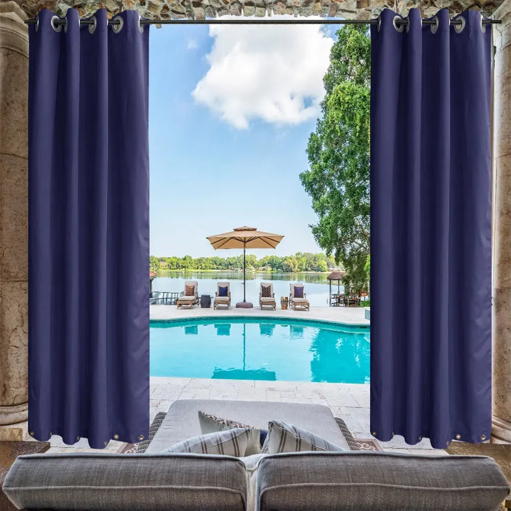 50x120 Navy Outdoor Curtain Top Bottom Grommets Patio Pergola Privacy 1 Panel