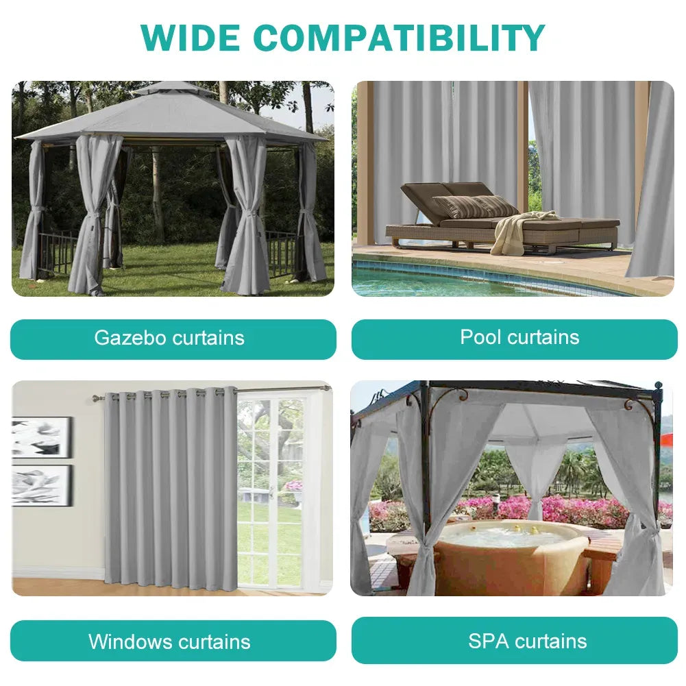 50x120 Gray Outdoor Curtain Panel Grommet Water Repellent Patio Privacy 1 Panel