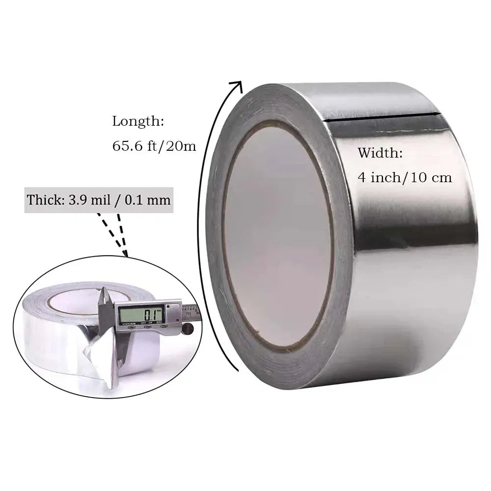 Aluminum Foil Tape 65ft HVAC Duct Seal Self Adhesive Radiant Barrier Repair Roll